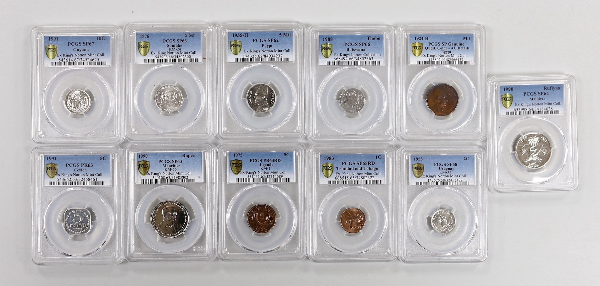 Ex. King’s Norton mint collection specimen and proof coins, PCGS slabbed and graded